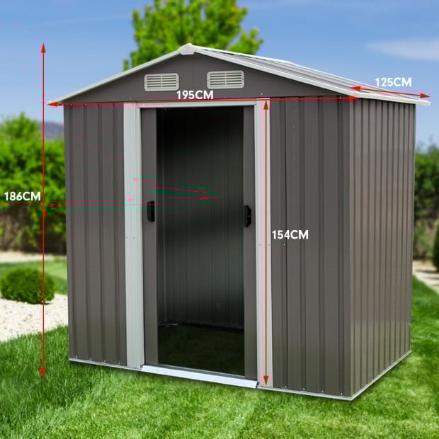 Wallaroo 4ft x 6ft Garden Shed Spire Roof Outdoor Storage Shelter - Grey Image 9