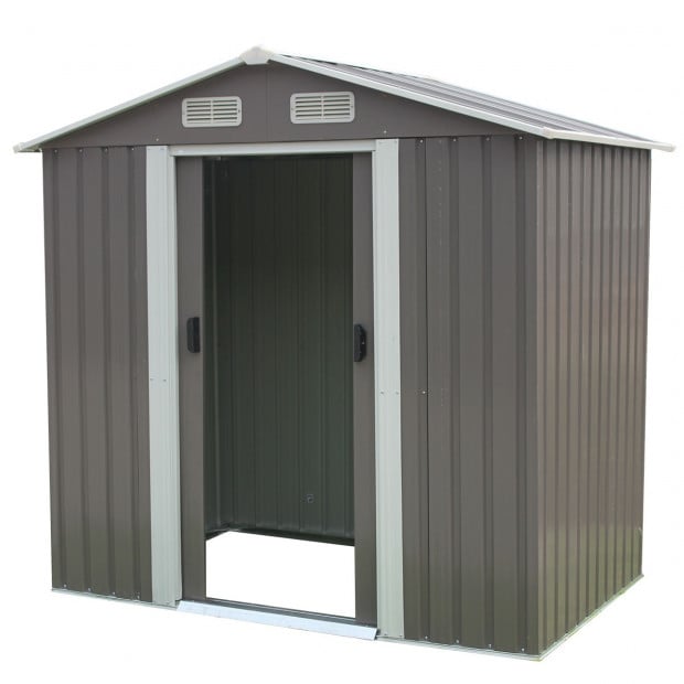 Wallaroo 4ft x 6ft Garden Shed Spire Roof Outdoor Storage Shelter - Grey Image 2