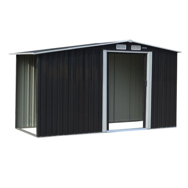 Wallaroo Garden Shed with Semi-Close Storage 4*8FT - Black Image 2
