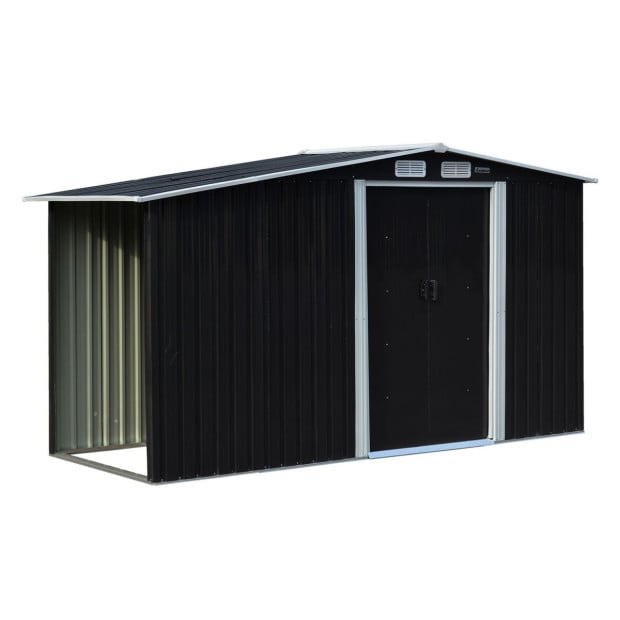 Wallaroo Garden Shed with Semi-Close Storage 4*8FT - Black Image 4