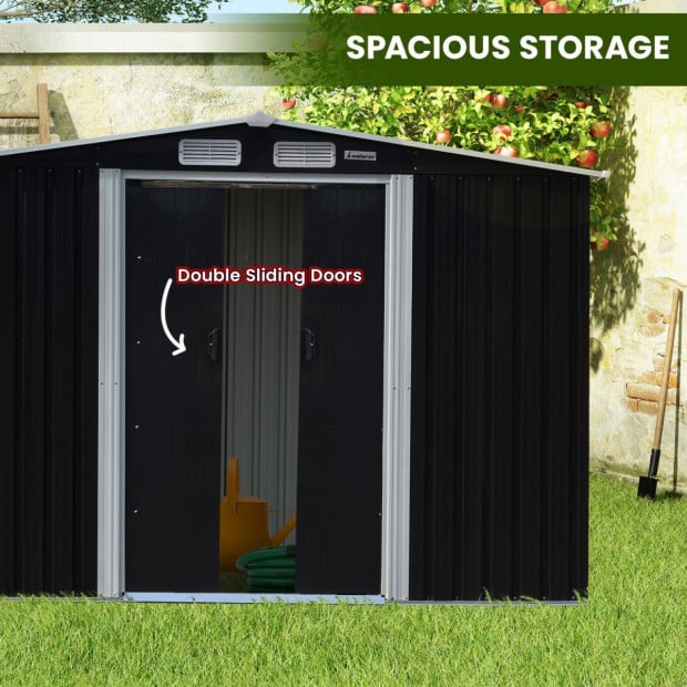 Wallaroo Garden Shed with Semi-Close Storage 4*8FT - Black Image 6