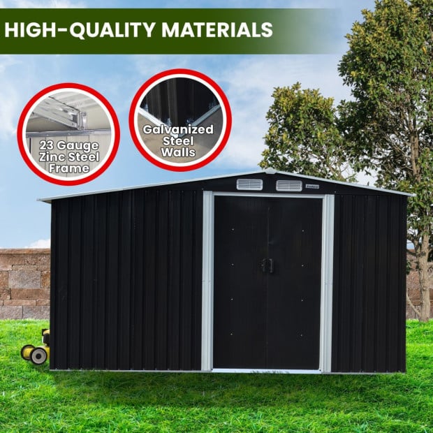 Wallaroo Garden Shed with Semi-Close Storage 4*8FT - Black Image 8