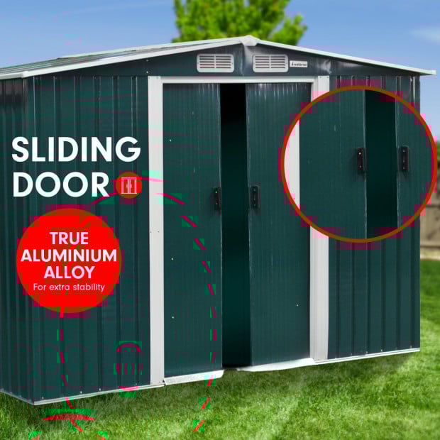Wallaroo 6ft x 8ft Garden Shed Spire Roof Outdoor Storage Shelter - Green Image 4