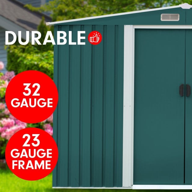 Wallaroo 6ft x 8ft Garden Shed Spire Roof Outdoor Storage Shelter - Green Image 5
