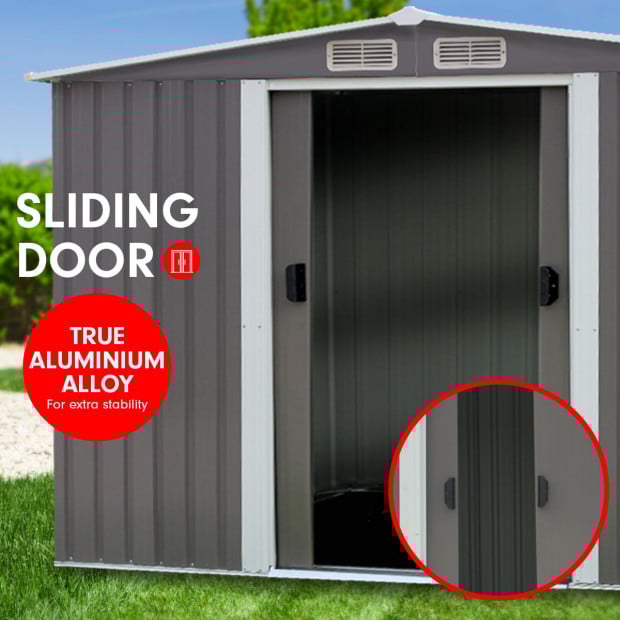 Wallaroo 6ft x 8ft Garden Shed Spire Roof Outdoor Storage Shelter - Grey Image 5