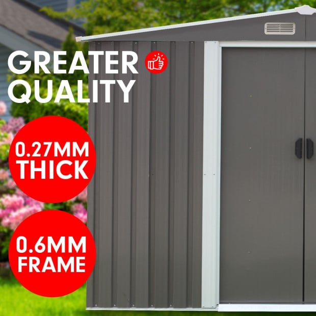 Wallaroo 6ft x 8ft Garden Shed Spire Roof Outdoor Storage Shelter - Grey Image 6