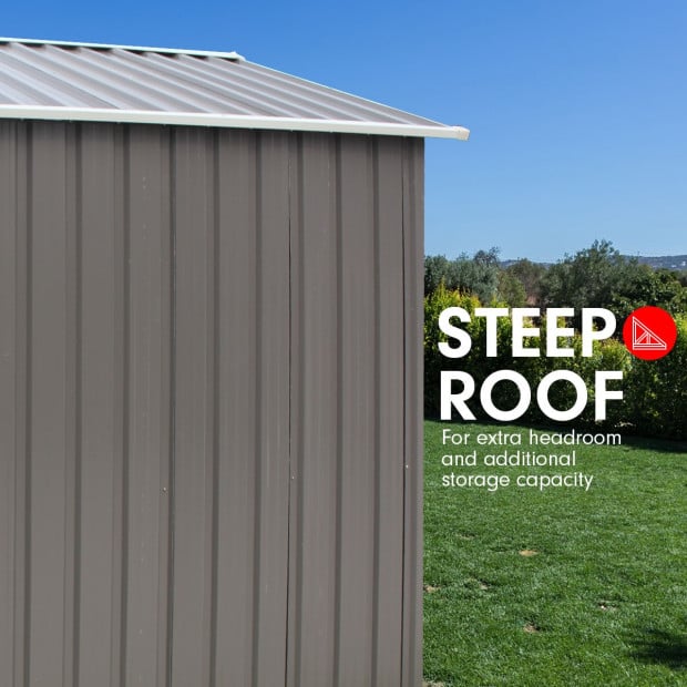 Wallaroo 6ft x 8ft Garden Shed Spire Roof Outdoor Storage Shelter - Grey Image 7
