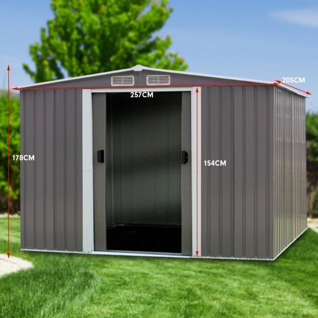 Wallaroo 6ft x 8ft Garden Shed Spire Roof Outdoor Storage Shelter - Grey Image 10