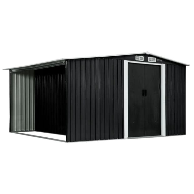 Wallaroo Garden Shed with Semi-Close Storage 6*8FT - Black Image 4