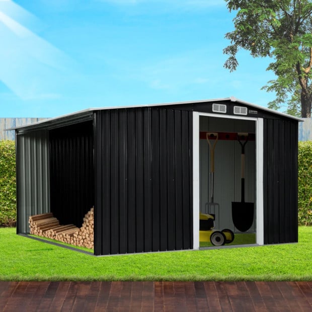 Wallaroo Garden Shed with Semi-Close Storage 6*8FT - Black Image 10