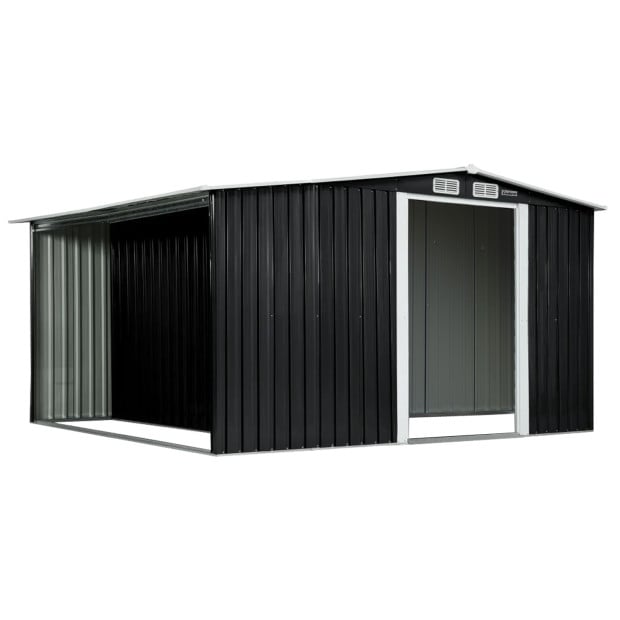 Wallaroo Garden Shed with Semi-Closed Storage 10x8FT - Black Image 2