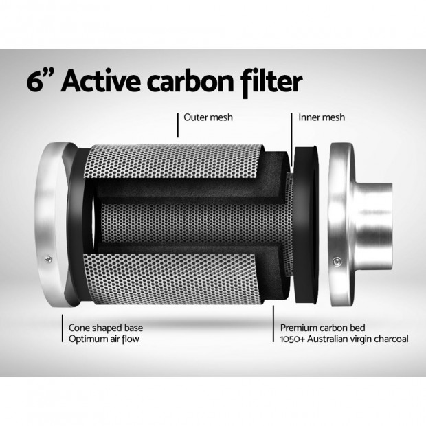 6 Hydroponics Grow Tent Kit Ventilation Fan Carbon Filter Duct