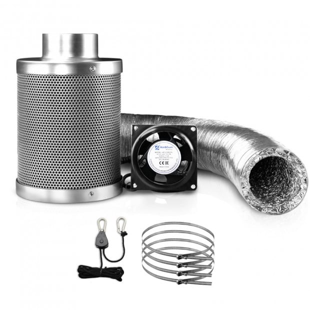 Greenhouse and Grow Tent Ventilation Fan and Active Carbon Filter Kit 