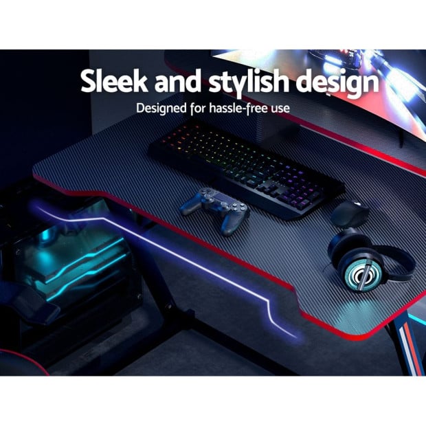 Gaming Desk Computer Table 2-tiers Storage Study Home Ofiice 100cm Image 7