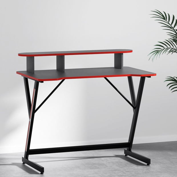 Gaming Desk Computer Table 2-tiers Storage Study Home Ofiice 100cm Image 8