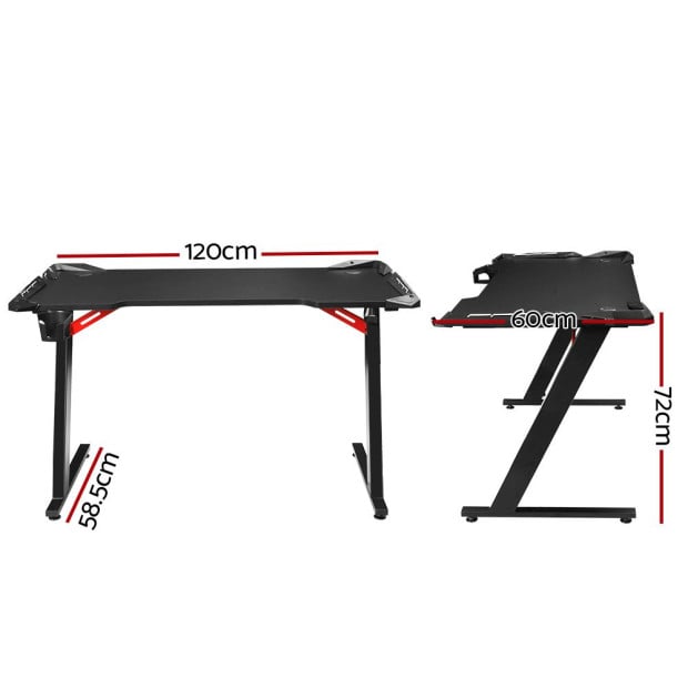 Gaming Desk Computer Table Study Home Ofiice RGB LED Light 120cm Image 2