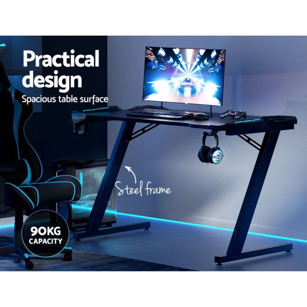 Gaming Desk Computer Table Study Home Ofiice RGB LED Light 120cm Image 5