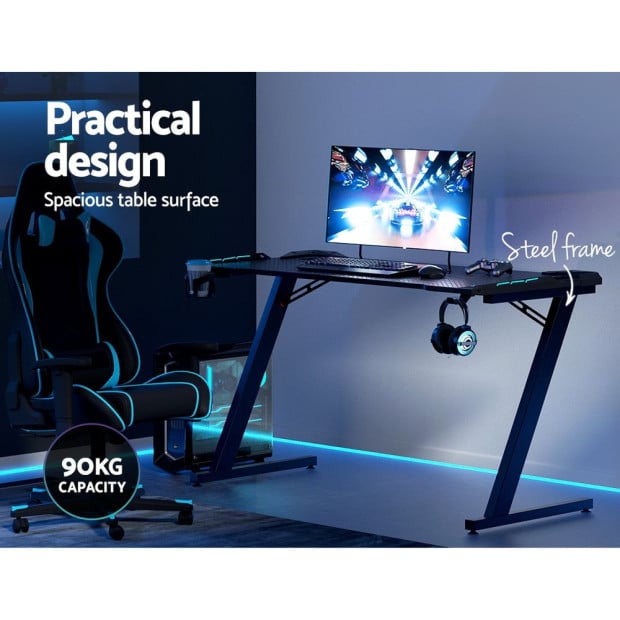 Gaming Desk Computer Desks Table Study Home Ofiice Rgb Led Light 140cm Image 5