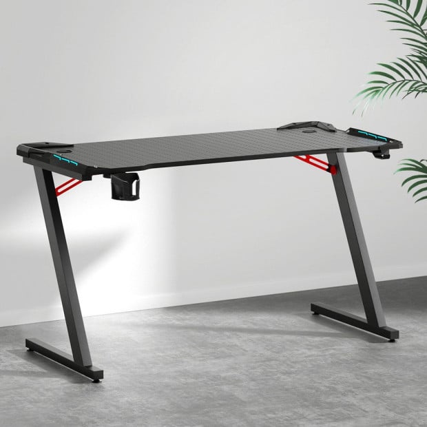 Gaming Desk Computer Desks Table Study Home Ofiice Rgb Led Light 140cm Image 8