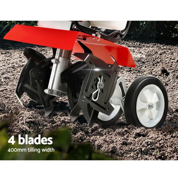 88cc Tiller Rototiller Cultivator 4 Blades Power Rotary Hoe Image 5