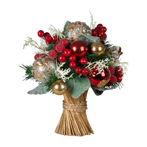 Festive Floral Bouquet Tabletop Christmas Decoration - 33cm Image 3