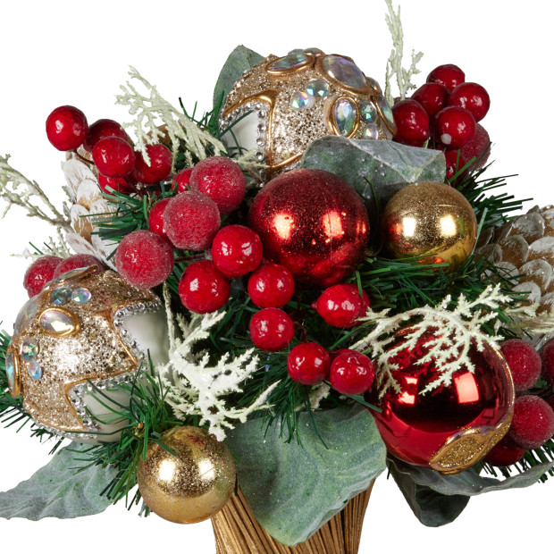 Festive Floral Bouquet Tabletop Christmas Decoration - 33cm Image 2