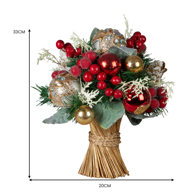 Festive Floral Bouquet Tabletop Christmas Decoration - 33cm Image 4