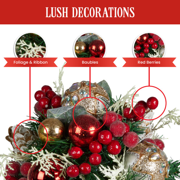 Festive Floral Bouquet Tabletop Christmas Decoration - 33cm Image 5