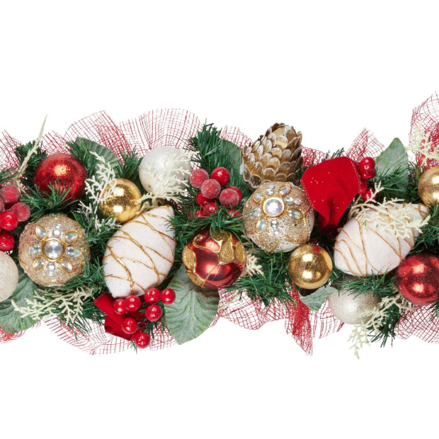Festive Floral Christmas Garland - 100cm Image 3