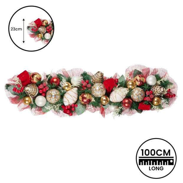 Festive Floral Christmas Garland - 100cm Image 4