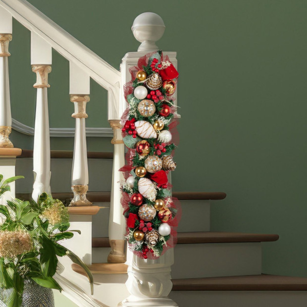 Festive Floral Christmas Garland - 100cm Image 6