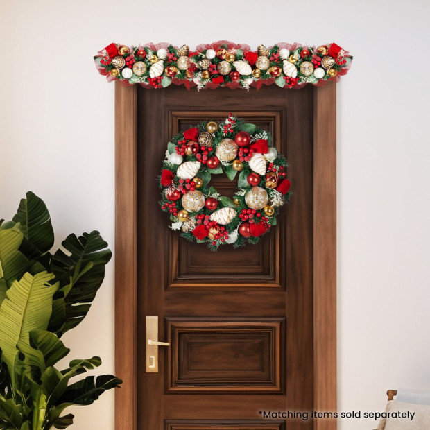 Festive Floral Christmas Garland - 100cm Image 7
