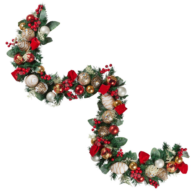 Festive Floral Christmas Garland - 185cm Image 3