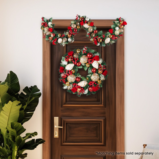Festive Floral Christmas Garland - 185cm Image 7
