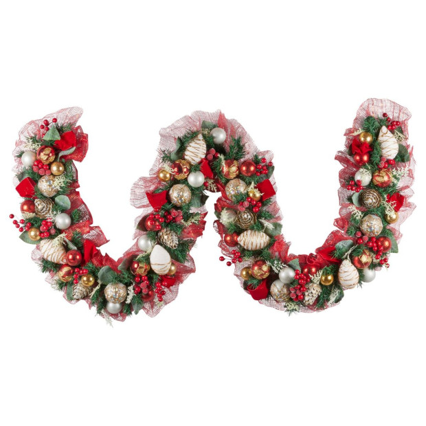Festive Floral Christmas Garland - 274cm Image 2