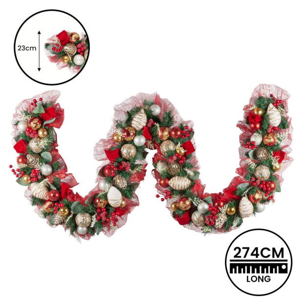 Festive Floral Christmas Garland - 274cm Image 4