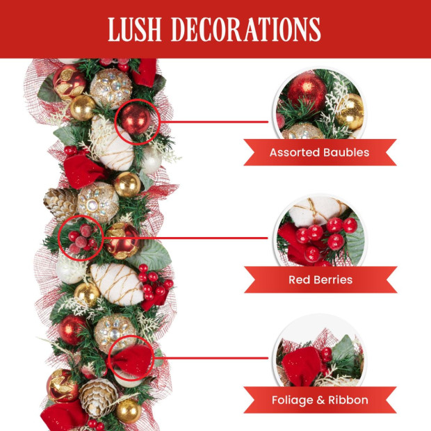 Festive Floral Christmas Garland - 274cm Image 5