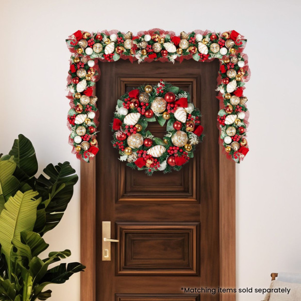 Festive Floral Christmas Garland - 274cm Image 7