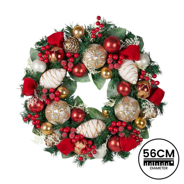 Festive Floral Christmas Wreath - 56cm Image 4