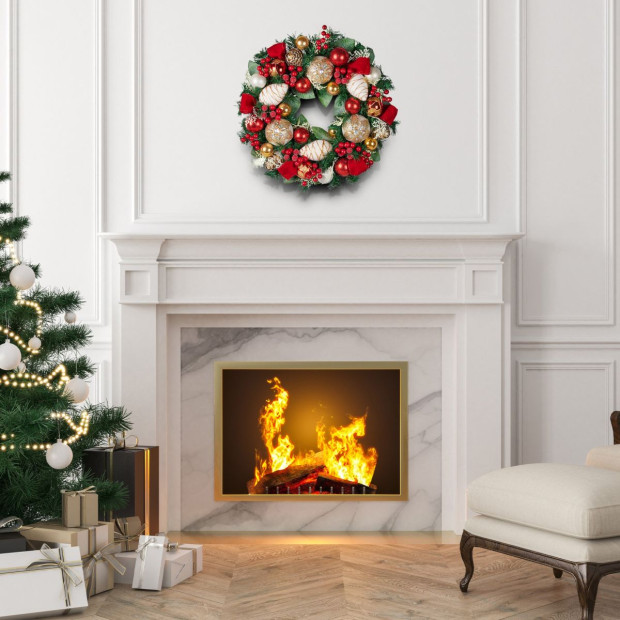 Festive Floral Christmas Wreath - 56cm Image 7
