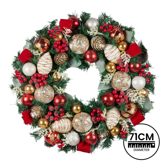 Festive Floral Large Christmas Wreath - 71cm Image 4