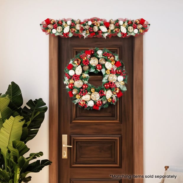 Festive Floral Large Christmas Wreath - 71cm Image 8