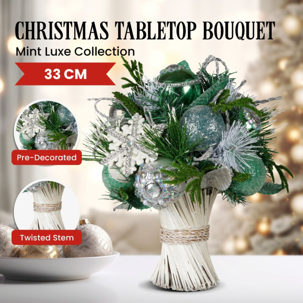 Mint Luxe Bouquet Tabletop Christmas Decoration - 33cm