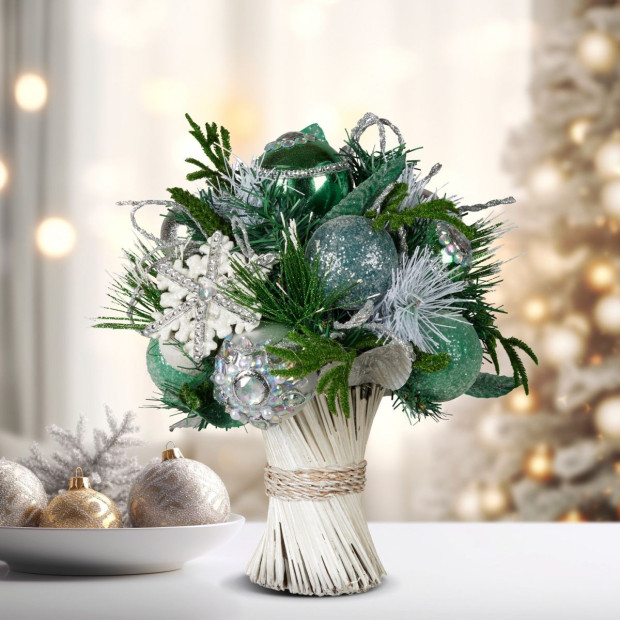 Mint Luxe Bouquet Tabletop Christmas Decoration - 33cm Image 6