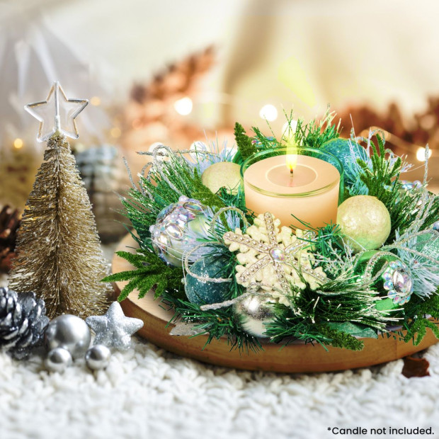 Christmas Mint Luxe Centrepiece with Hurricane Glass - 26cm Image 6