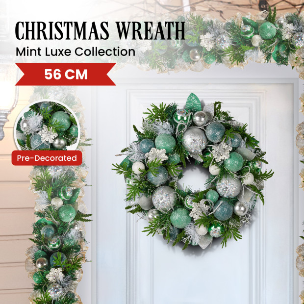 Mint Luxe Christmas Wreath - 56cm