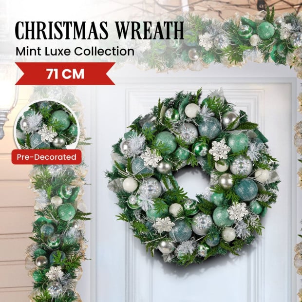 Mint Luxe Christmas Wreath - 71cm