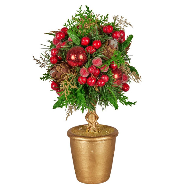 Christabelle 36cm Christmas Tabletop Topiary - Berries & Baubles Image 2