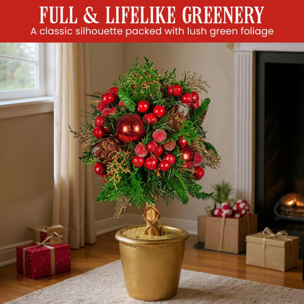 Christabelle 36cm Christmas Tabletop Topiary - Berries & Baubles Image 6