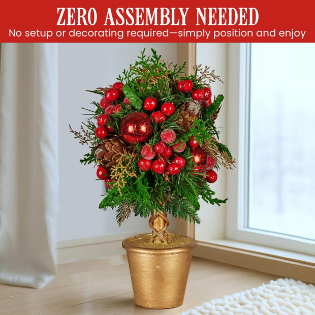 Christabelle 36cm Christmas Tabletop Topiary - Berries & Baubles Image 9